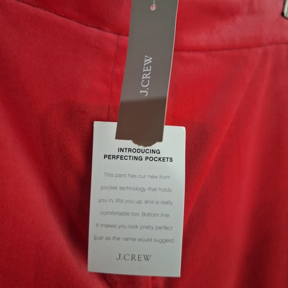J.Crew Kate Red Velvet Pants 12T High Rise Striaght Leg NWT - Picture 5 of 11